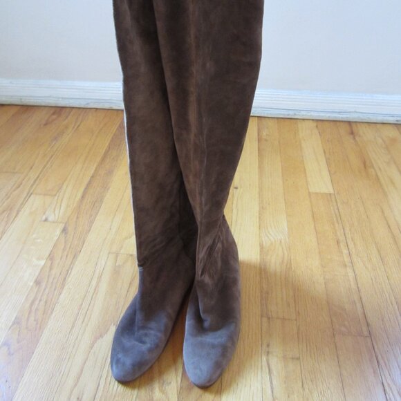 Vintage Guido Pasquali Milano Brown Suede Leather Over Knee boots size 8 - Picture 4 of 10